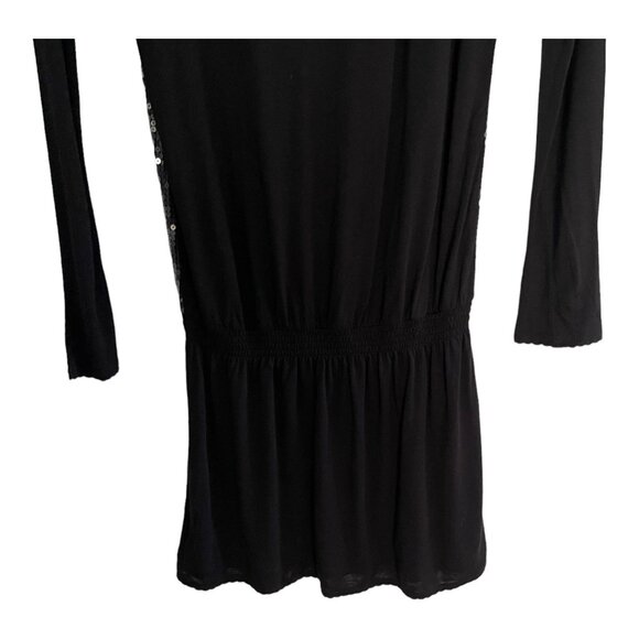 Jil Sander Black Long Sleeve Sequin Mini Dress Size 8 Scarf Collar Italy READ - Picture 2 of 9